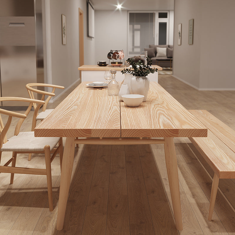 Modern Solid Wood Dining Room Collection Rectangle Tripod Dining Table in Natural