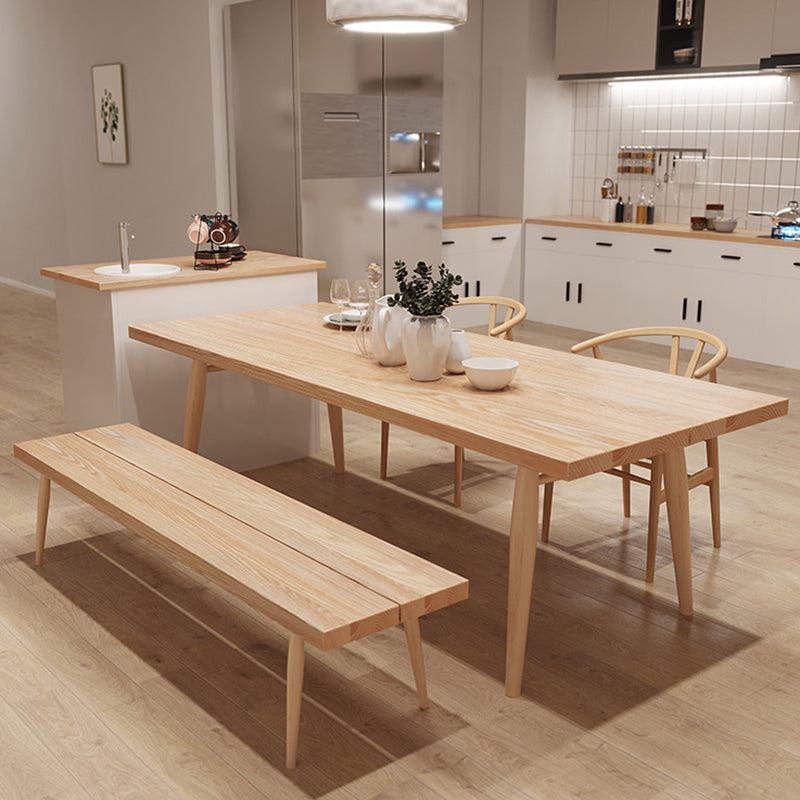 Modern Solid Wood Dining Room Collection Rectangle Tripod Dining Table in Natural