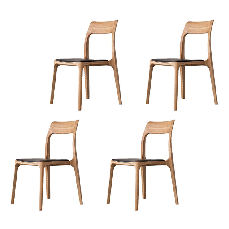 Industrial Design Open Back Dining Side Chair for Home Wood Legs Armless Side Chairs