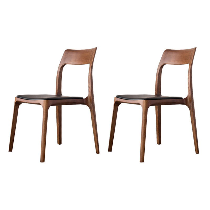 Industrial Design Open Back Dining Side Chair for Home Wood Legs Armless Side Chairs