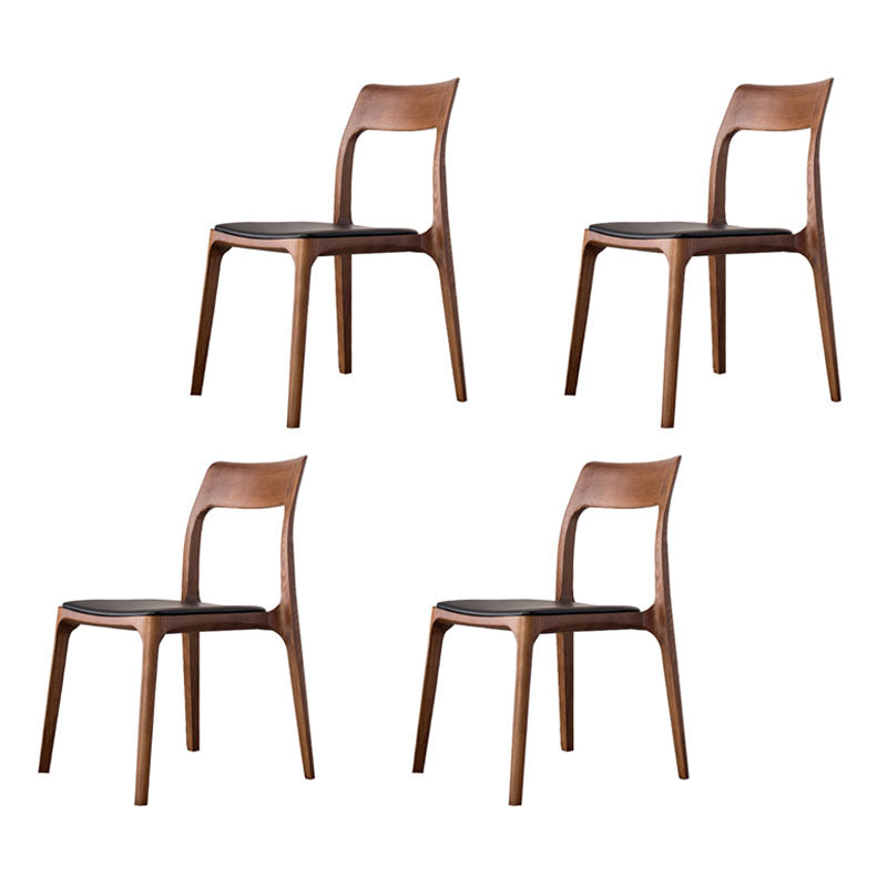 Industrial Design Open Back Dining Side Chair for Home Wood Legs Armless Side Chairs