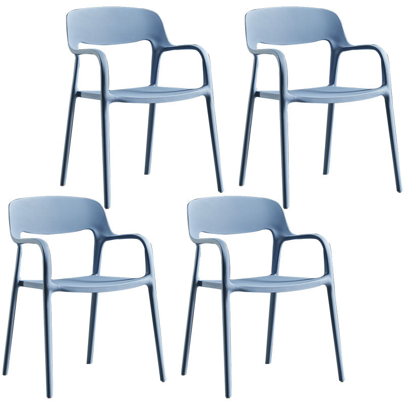 Modern Stackable Chair Dining Arm Open Back Chairs with Plastic Legs for Kitchen
