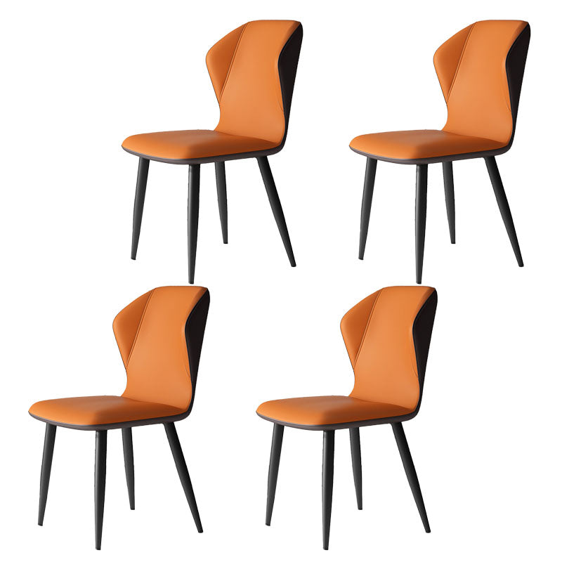 Contemporary Leather Wingback Side Chair Matte Finish Bedroom Dining Chair