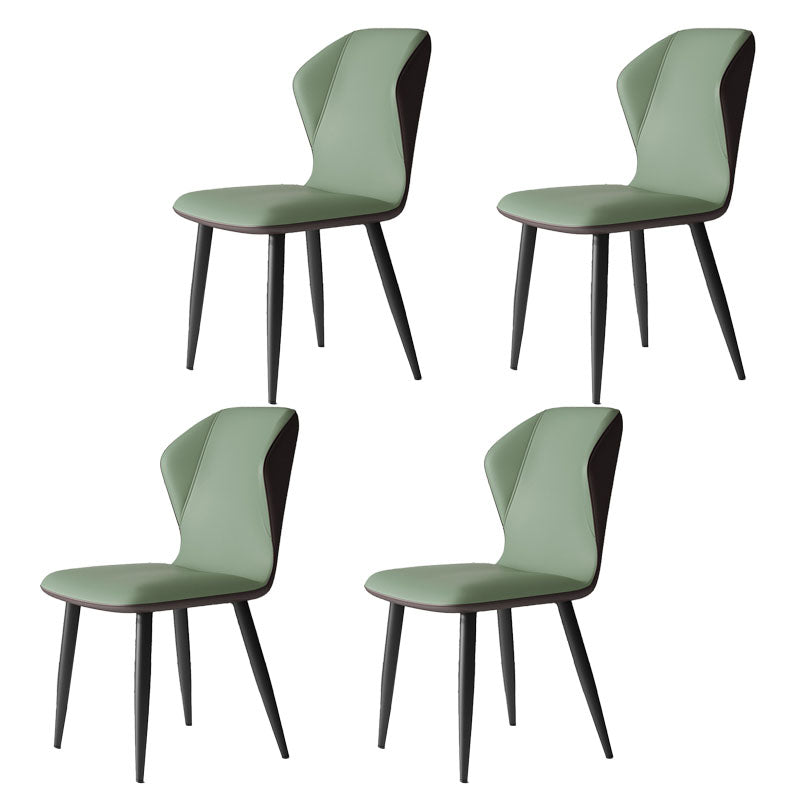 Contemporary Leather Wingback Side Chair Matte Finish Bedroom Dining Chair