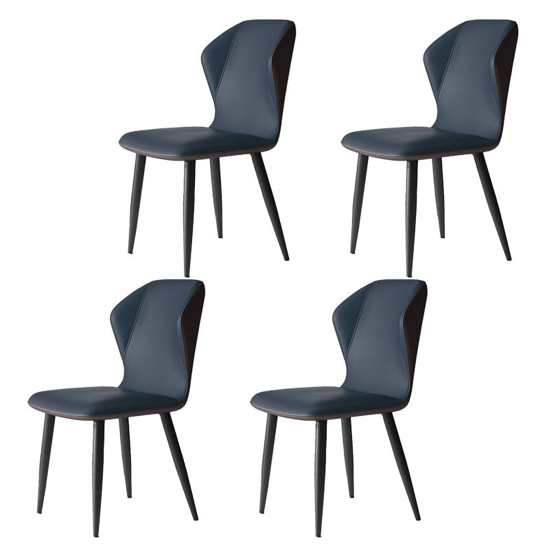 Contemporary Leather Wingback Side Chair Matte Finish Bedroom Dining Chair