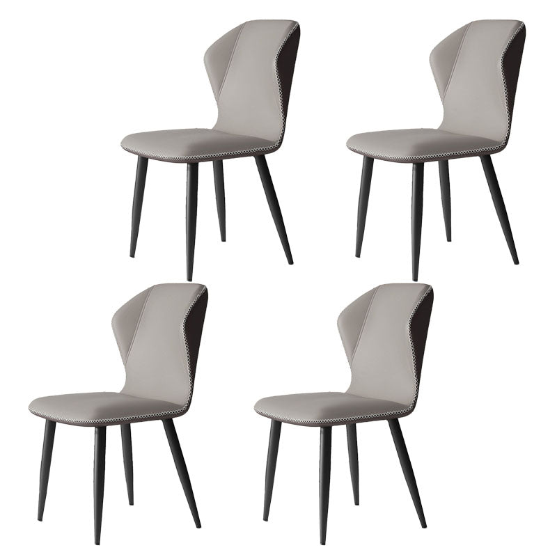 Contemporary Leather Wingback Side Chair Matte Finish Bedroom Dining Chair