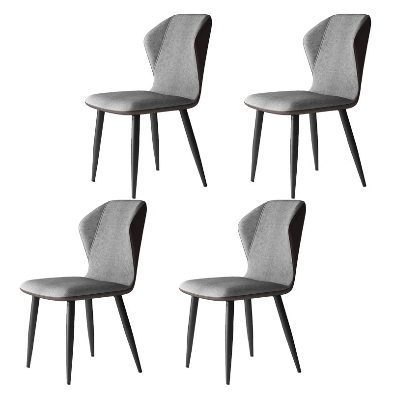 Contemporary Leather Wingback Side Chair Matte Finish Bedroom Dining Chair