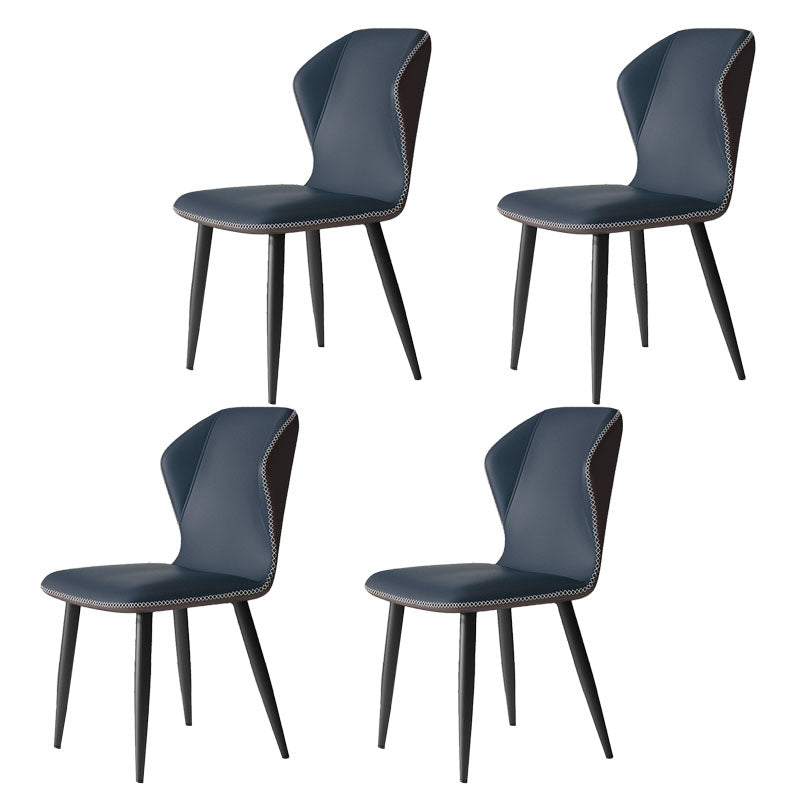 Contemporary Leather Wingback Side Chair Matte Finish Bedroom Dining Chair