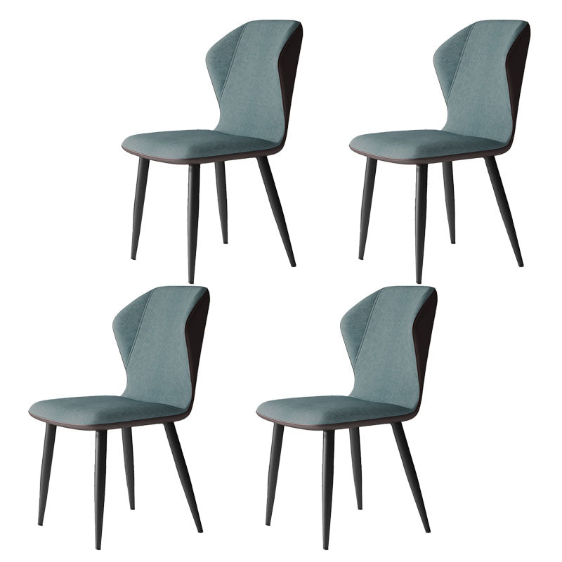 Contemporary Leather Wingback Side Chair Matte Finish Bedroom Dining Chair