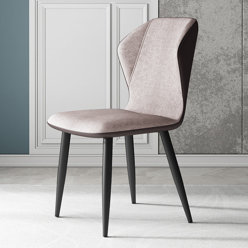 Contemporary Leather Wingback Side Chair Matte Finish Bedroom Dining Chair