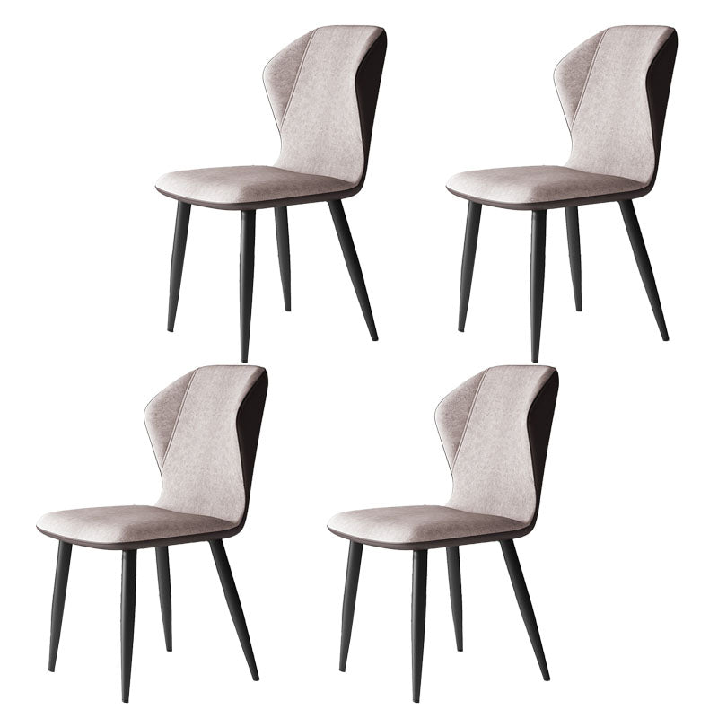 Contemporary Leather Wingback Side Chair Matte Finish Bedroom Dining Chair