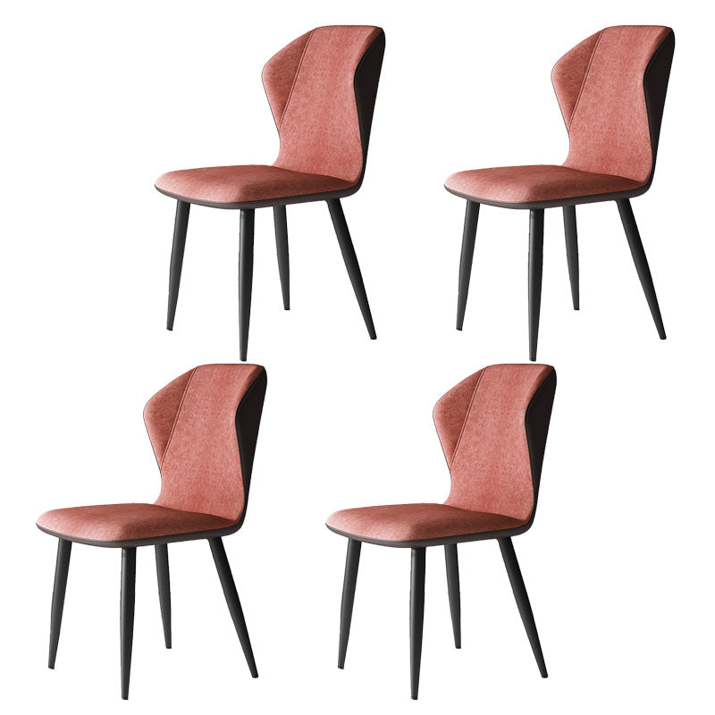 Contemporary Leather Wingback Side Chair Matte Finish Bedroom Dining Chair