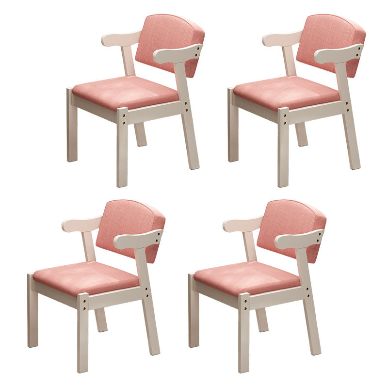 Contemporary Rubberwood Open Arm Chair Matte Finish Upholstered Dining Chair