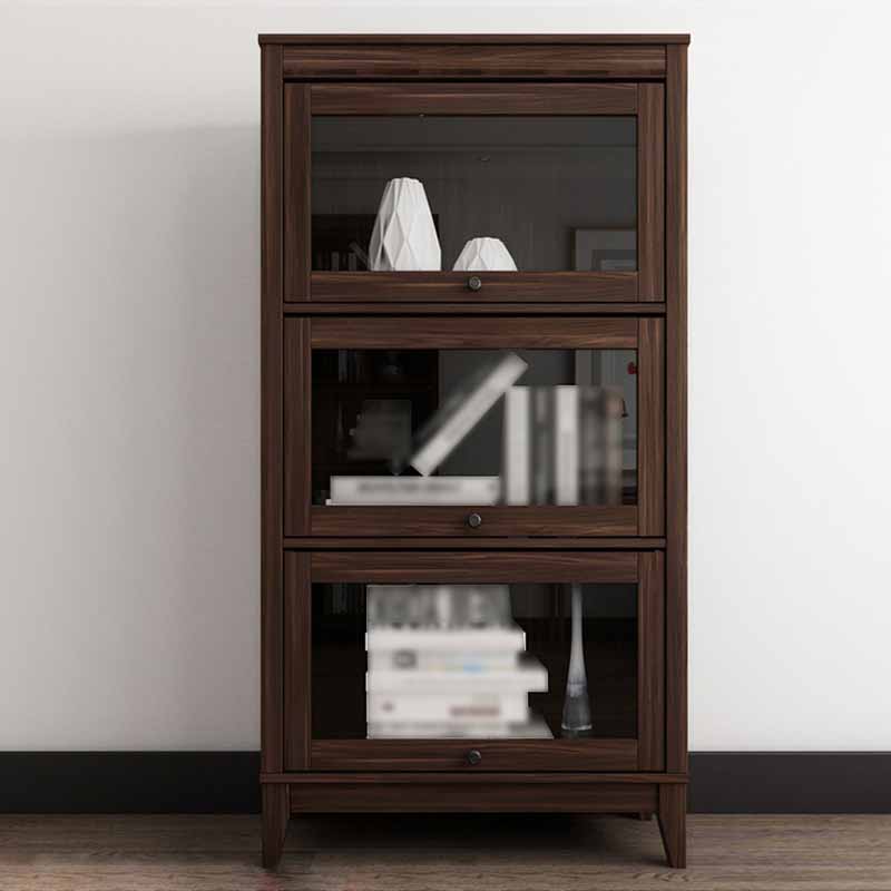 Manufactured Wood Standard Bookcase Vertical Bookcase with Glass Doors
