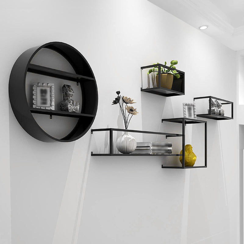 Black Industrial Wall Mounted Bookshelf Iron Bookshelf for Living Room