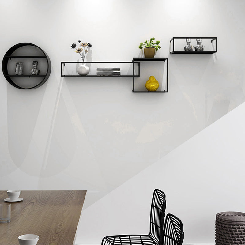 Black Industrial Wall Mounted Bookshelf Iron Bookshelf for Living Room