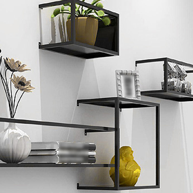 Black Industrial Wall Mounted Bookshelf Iron Bookshelf for Living Room