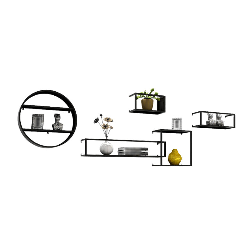 Black Industrial Wall Mounted Bookshelf Iron Bookshelf for Living Room