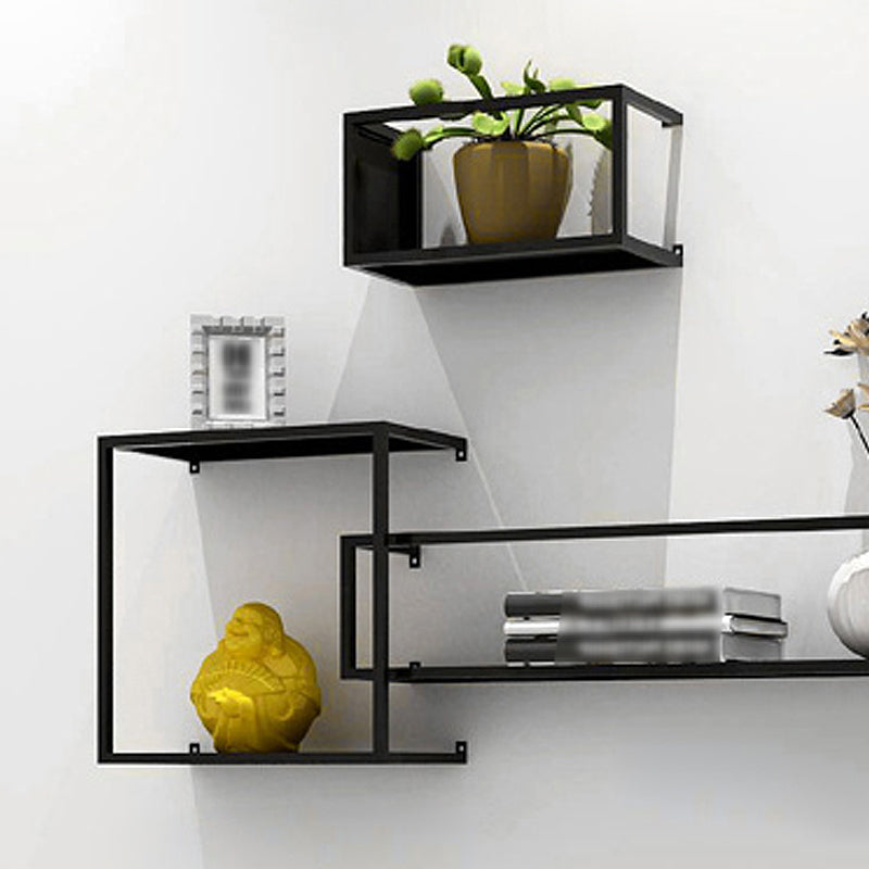 Black Industrial Wall Mounted Bookshelf Iron Bookshelf for Living Room