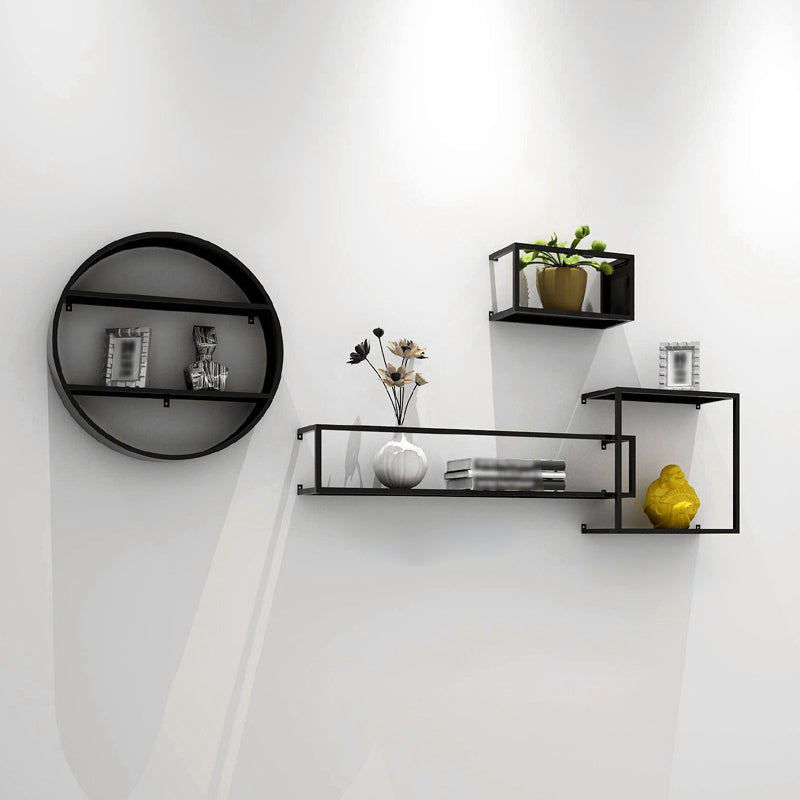 Black Industrial Wall Mounted Bookshelf Iron Bookshelf for Living Room