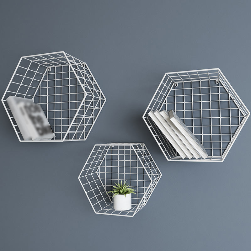 Modern Floating Bookcase Metal Closed Back Wall Mounted Bookshelf