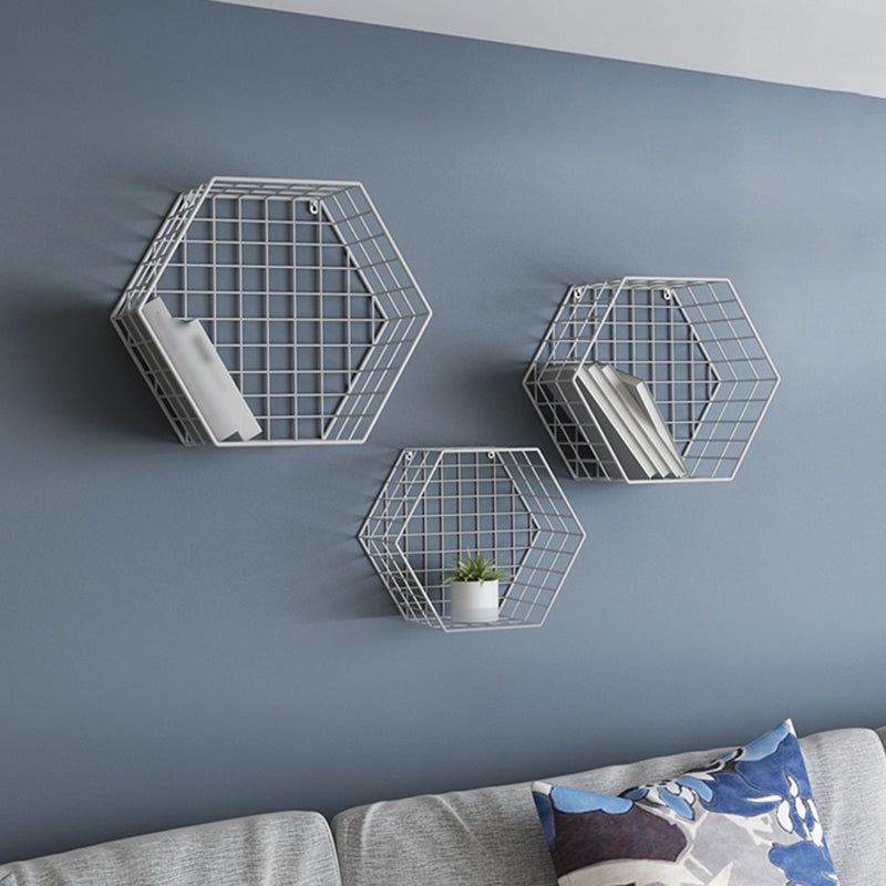 Modern Floating Bookcase Metal Closed Back Wall Mounted Bookshelf