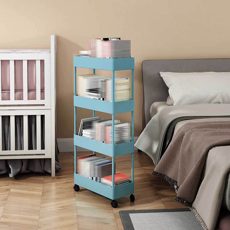 Modern Style Bookshelf Open Shelf Bookcase with Caster Wheels