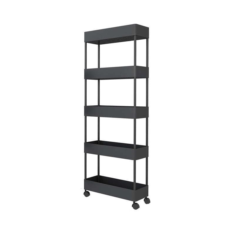 Modern Style Bookshelf Open Shelf Bookcase with Caster Wheels
