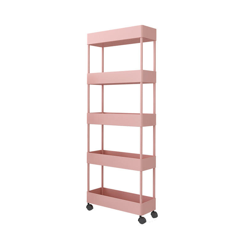 Modern Style Bookshelf Open Shelf Bookcase with Caster Wheels
