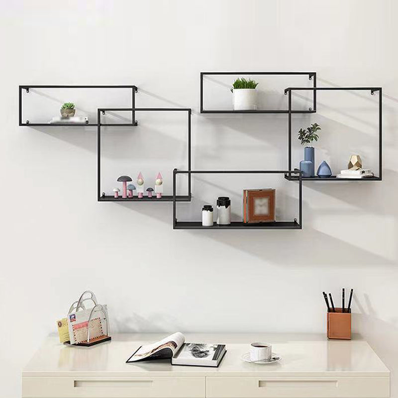 Iron Closed Back Bookshelf Gold and Black Industrial Wall Unit Bookshelf