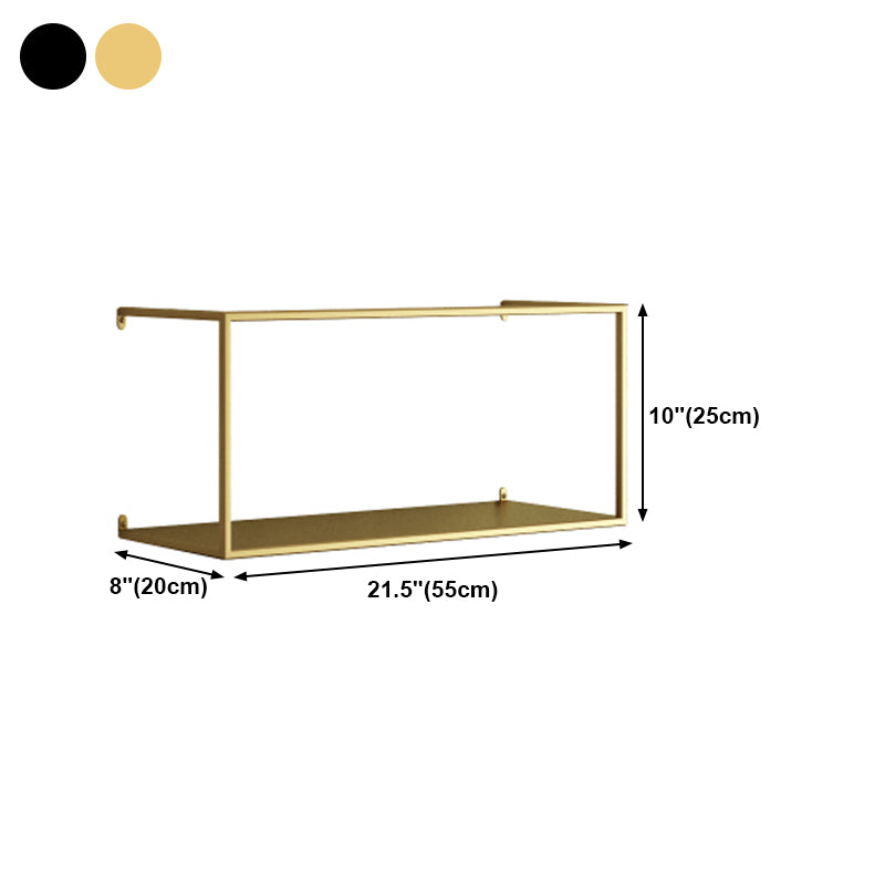 Iron Closed Back Bookshelf Gold and Black Industrial Wall Unit Bookshelf