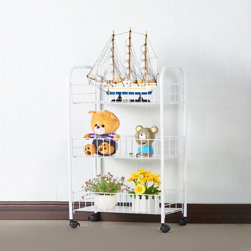 Contemporary Style Metal Geometric Bookcase Open Back Bookcase with Wheels