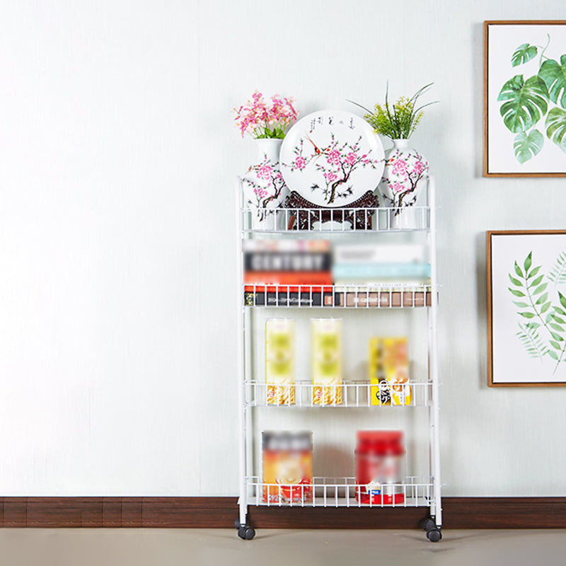 Contemporary Style Metal Geometric Bookcase Open Back Bookcase with Wheels