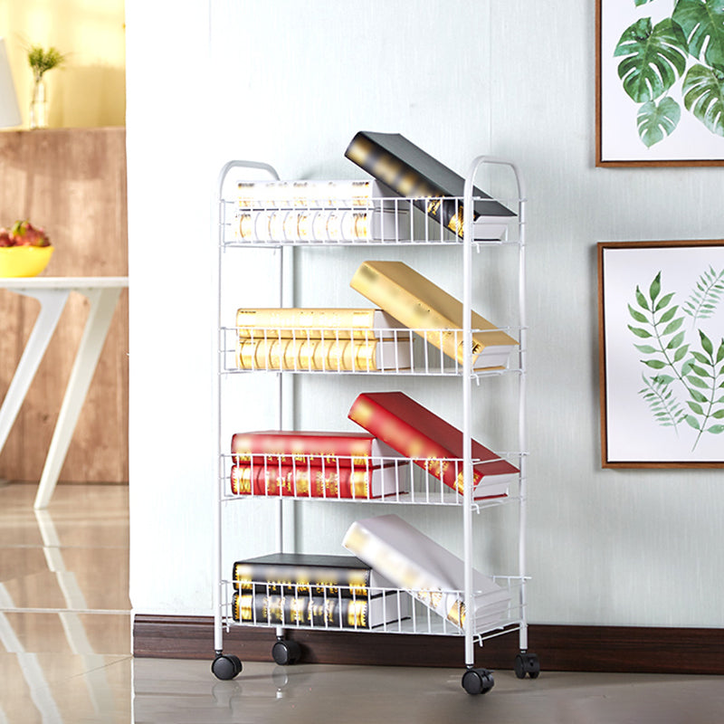 Contemporary Style Metal Geometric Bookcase Open Back Bookcase with Wheels