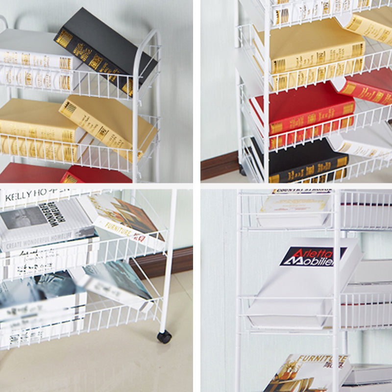 Contemporary Style Metal Geometric Bookcase Open Back Bookcase with Wheels