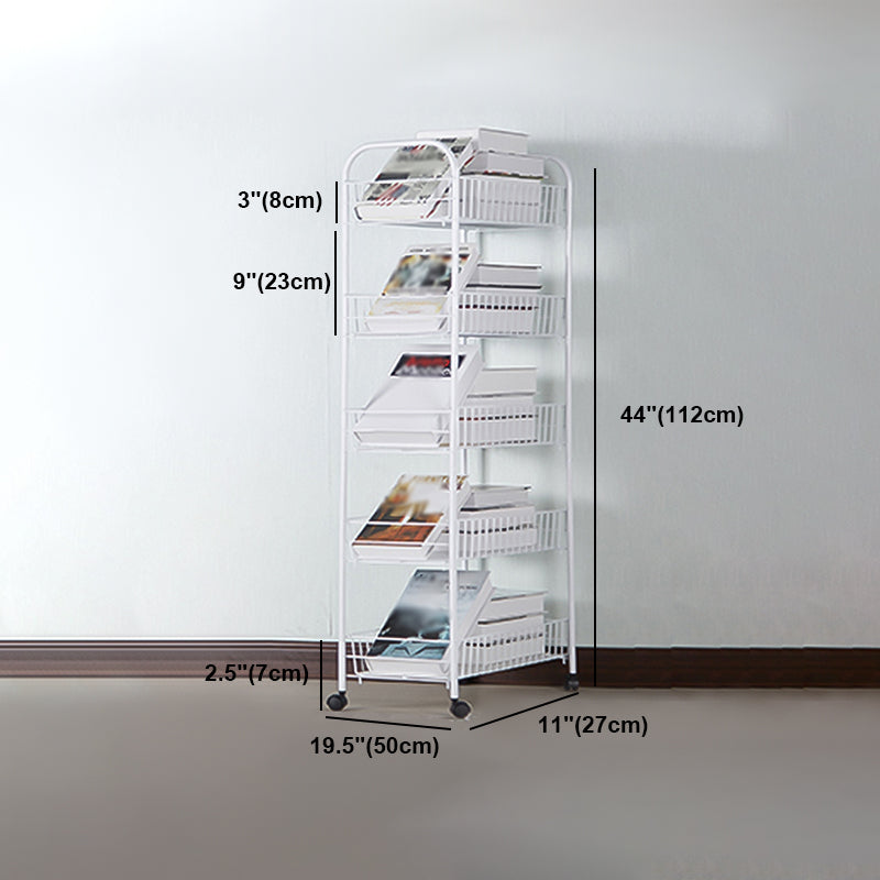 Contemporary Style Metal Geometric Bookcase Open Back Bookcase with Wheels