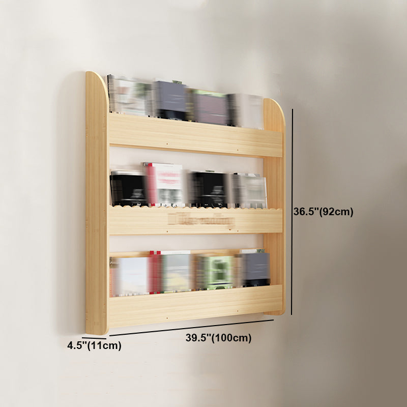 Modern Style Wooden Bookshelf Wall Mounted Shelf Bookcase for Study Room