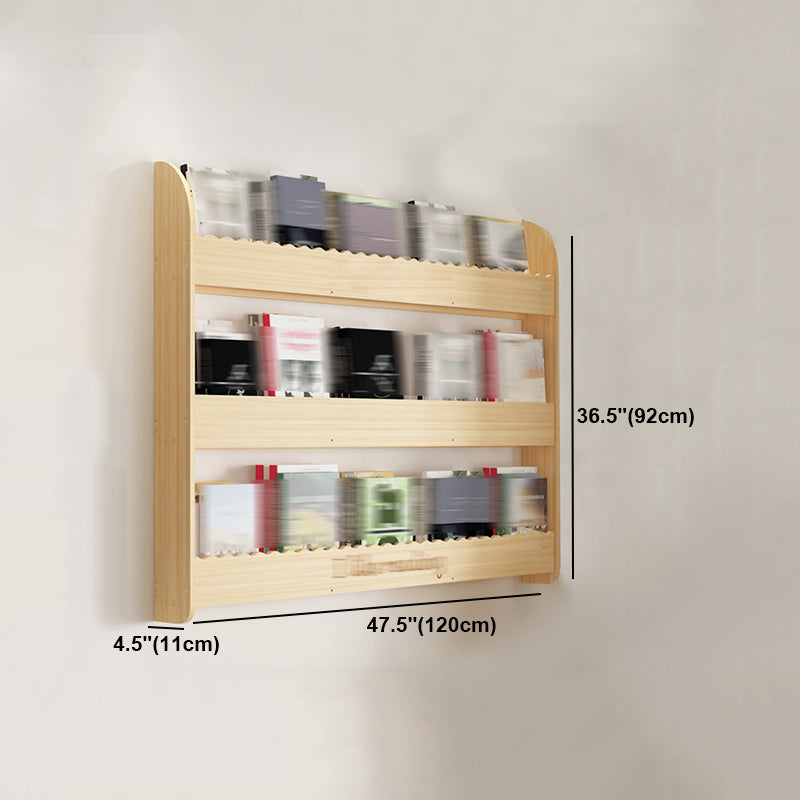 Modern Style Wooden Bookshelf Wall Mounted Shelf Bookcase for Study Room