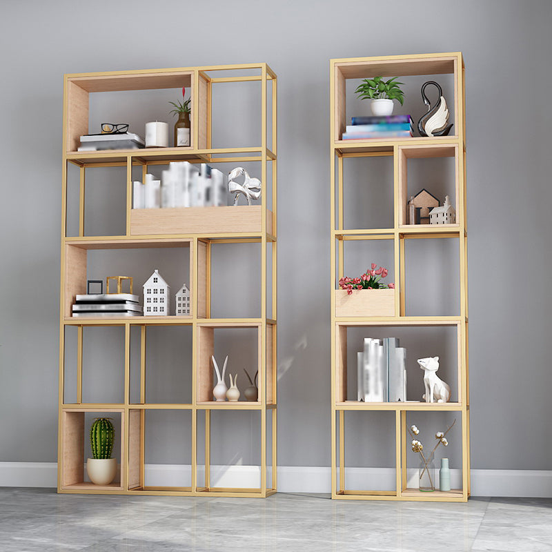Open Metal Bookcase Minimalist Rectangular Shelf for Study Room