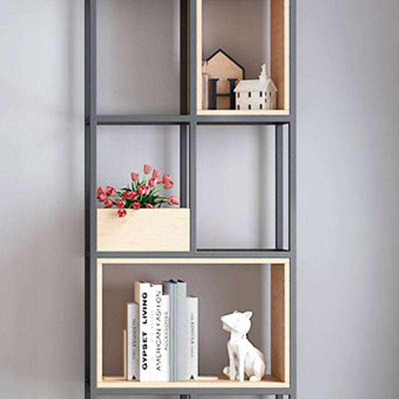 Open Metal Bookcase Minimalist Rectangular Shelf for Study Room
