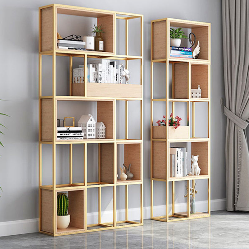 Open Metal Bookcase Minimalist Rectangular Shelf for Study Room