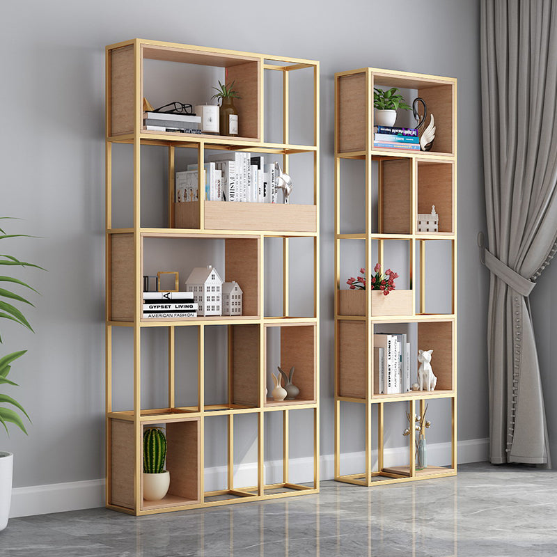 Open Metal Bookcase Minimalist Rectangular Shelf for Study Room