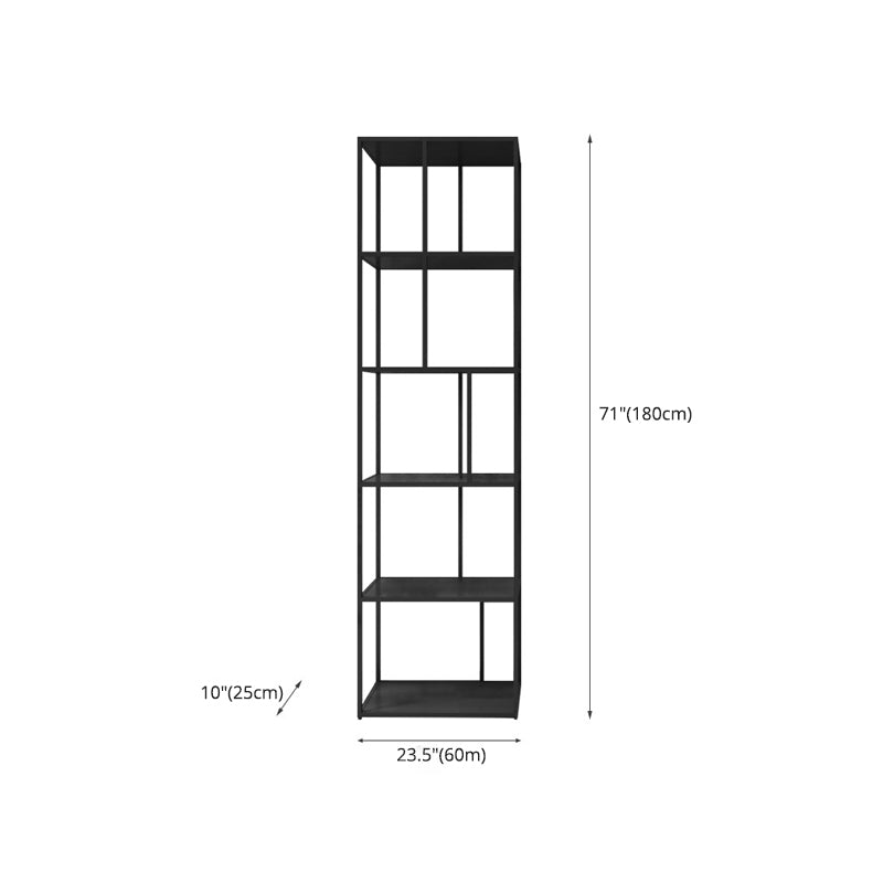 Industrial Style Metal Etagere Bookcase with Rectangular Shelves Bookcase