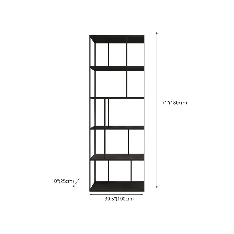 Industrial Style Metal Etagere Bookcase with Rectangular Shelves Bookcase