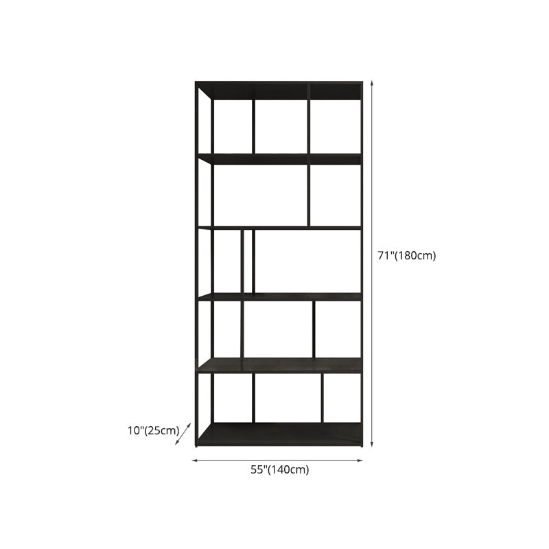 Industrial Style Metal Etagere Bookcase with Rectangular Shelves Bookcase