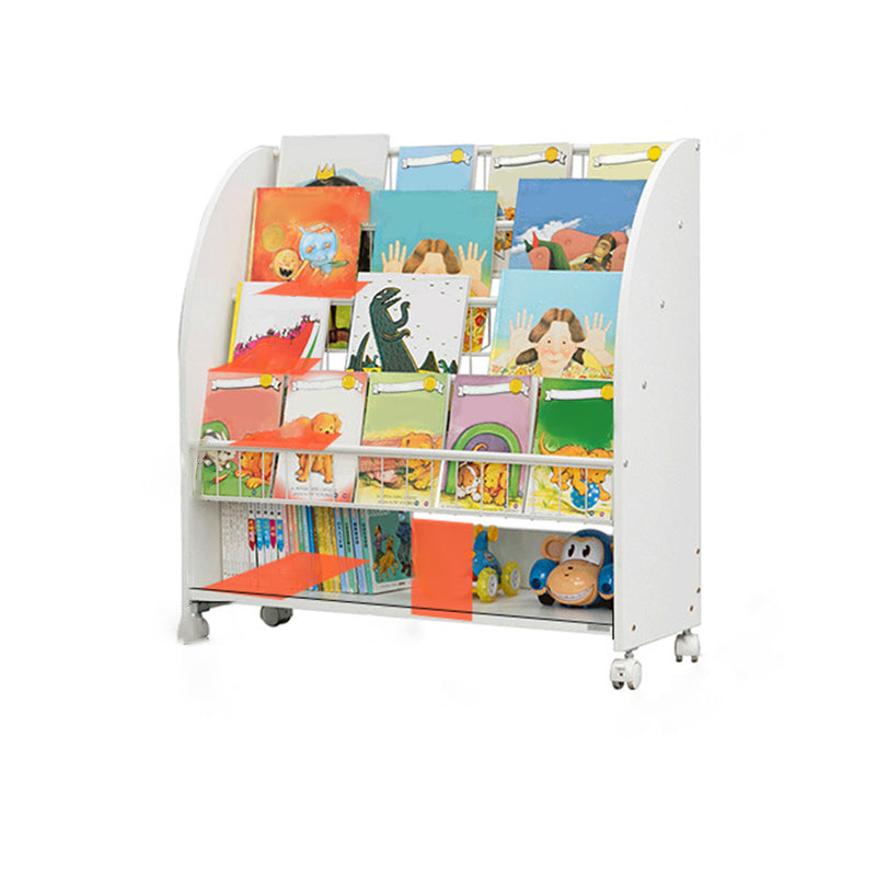 Contemporary Bookshelf Engineered Wood Open Shelf for Office with Caster Wheels