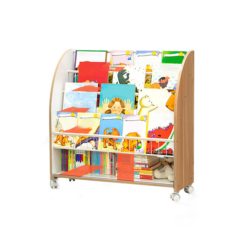 Contemporary Bookshelf Engineered Wood Open Shelf for Office with Caster Wheels