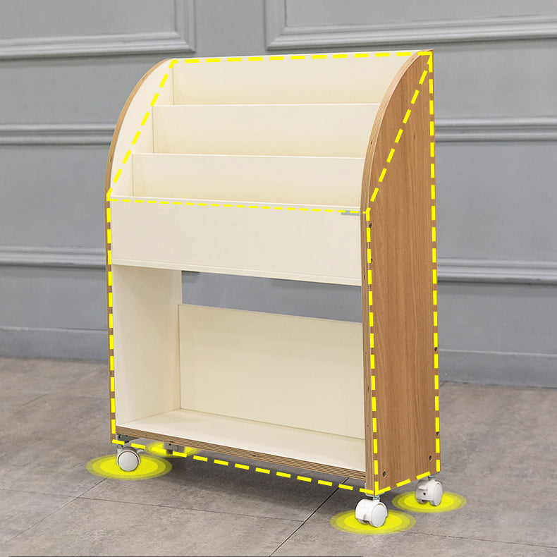Contemporary Bookshelf Engineered Wood Open Shelf for Office with Caster Wheels