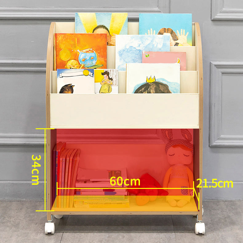 Contemporary Bookshelf Engineered Wood Open Shelf for Office with Caster Wheels