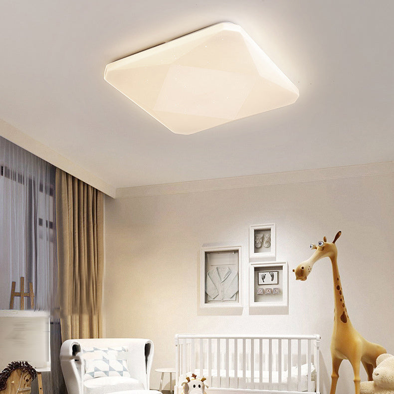 Modern Flush Light Fixtures Squared Metal 1 Light Flush Mount Lamps in White